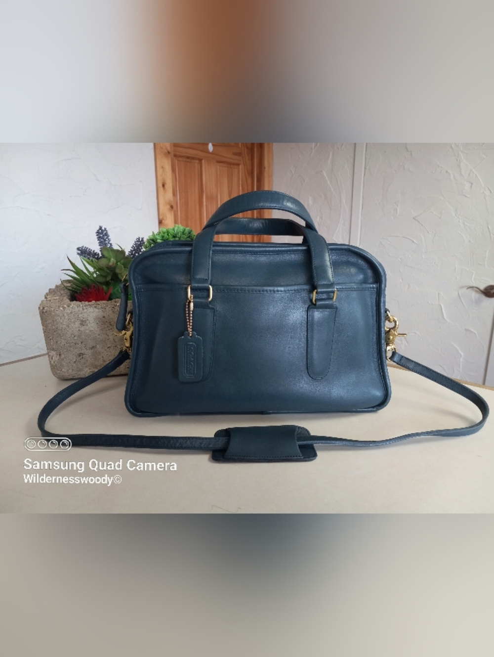 Coach Vintage Skinny Flight Bag, 1980s, NYC, Ocean Blue, Medium Color Blue - Picture 4 of 16
